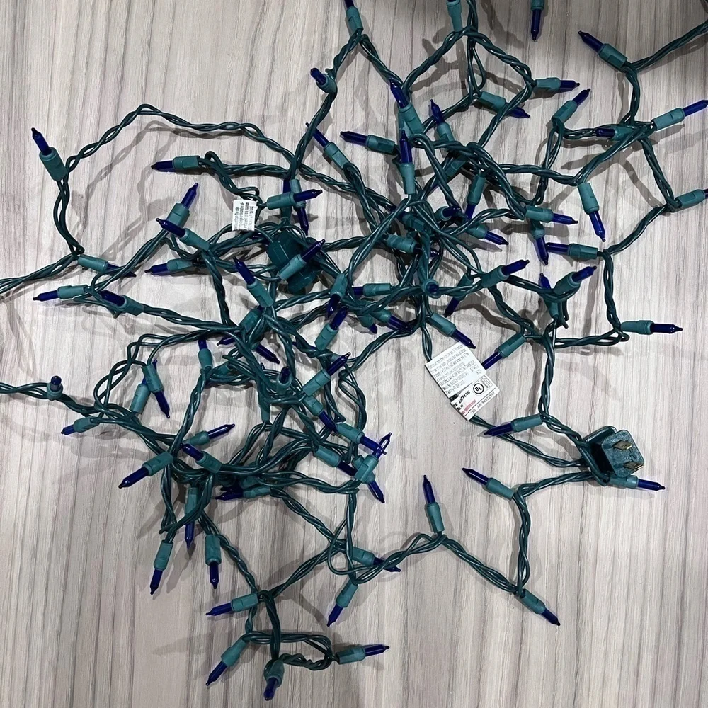 100-Count Blue LED Mini String Lights with Green Wire